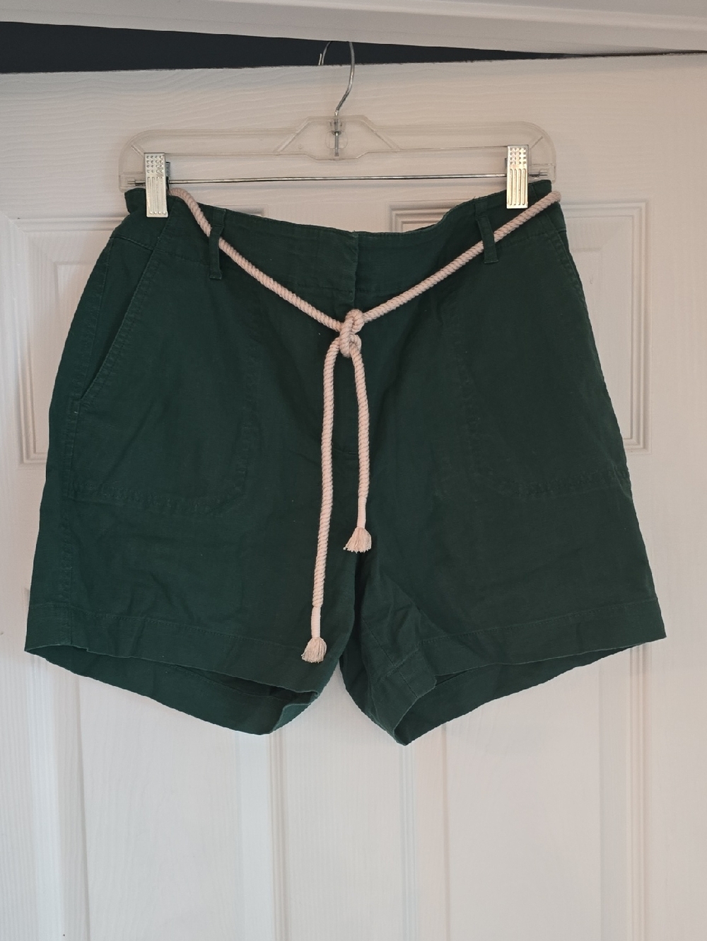 Women’s Dark Green Cotton Shorts with Rope Drawstring